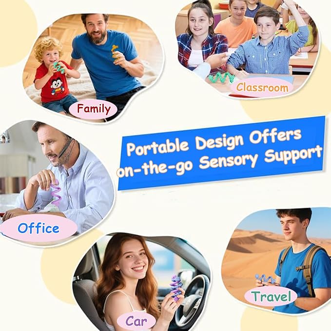 Tendry Sensory Sticks Fidget Toys for Adults & Kids, 6PCS Textured Anxiety Relief Items for Autism ADHD, Silicone Fidgets for Classroom Calm Down Corner Supplies (3 Yeas+)