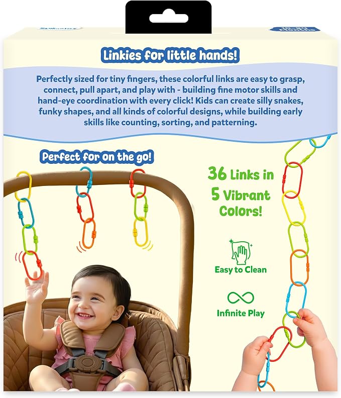 Skillmatics Early Learning Link Toy for Toddlers – 36 Connectable Linkies | Fun Snap-Together Activity, Bead Maze Toys for Babies, Sensory Play, Fine Motor Skills, Gift for Ages 10–24 Months