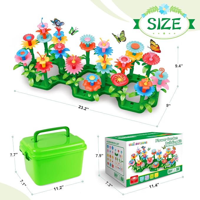 SpringFlower Flower Garden Building Toys, for Girls 3 4 5 6 7 Years Old | Flower Garden Building Kit with Storage case,Educational STEM Toy and Preschool Play Set for Toddlers,Gifts For Girls,148pcs