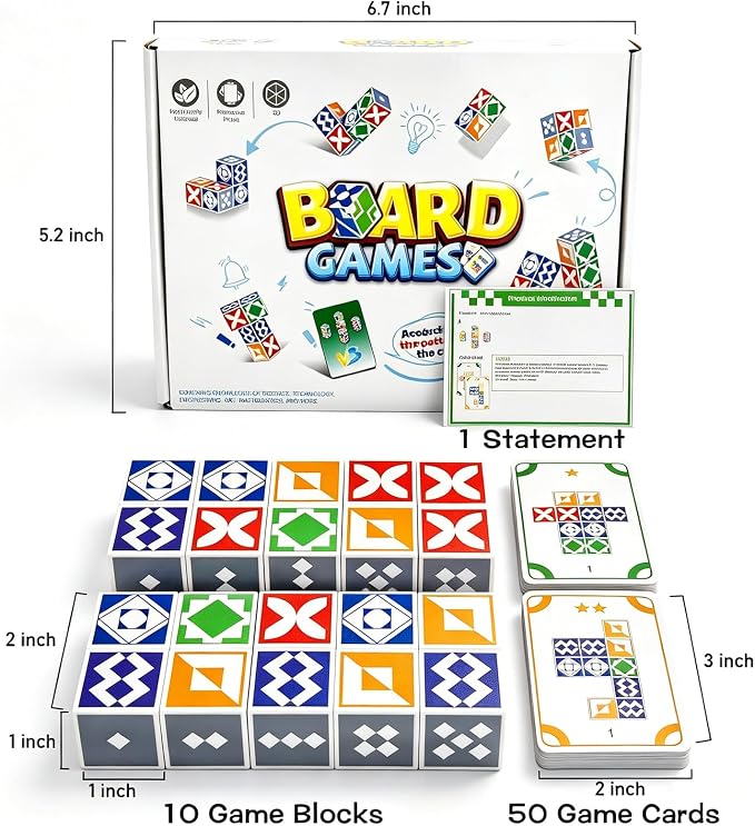 iuuoi Matching Puzzle Game, Fast-Paced Visual Recognition Block Family Board Game, Brain Teaser Puzzles for Kids & Adults 2 Player, Travel Games for Boys & Girls Ages 6 and up