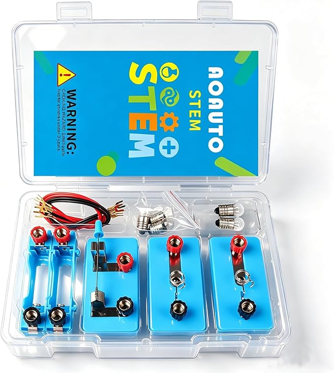 Kids Electric Circuit STEM Experiment Kit, Physics Learning Set for Series & Parallel Circuits, Teaching Supplies for Classroom & Homeschool Students
