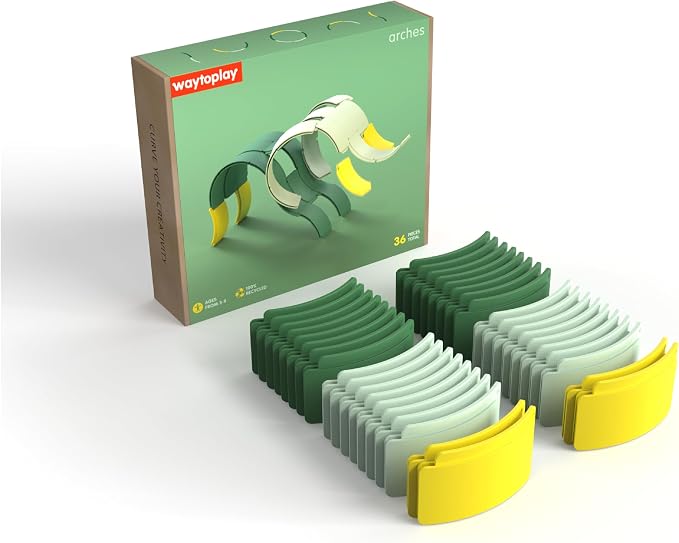 waytoplay Arches - Creator Set 36 Pieces from Toys – 100% Recycled Modular Building Toy - Made in Europe – Creative Open-Ended Play for Kids 3+