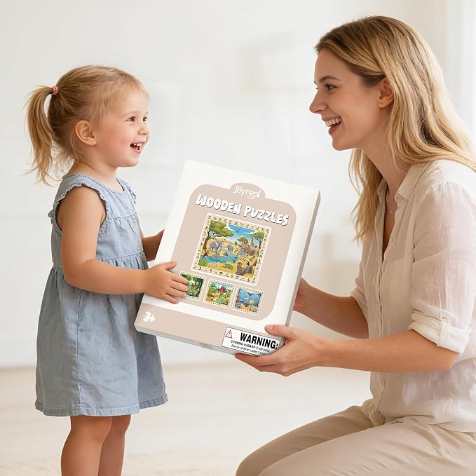 Joyreal Wooden Puzzles for Kids Ages 3-5 4-6, 4 x 60 Piece Puzzles | Match & Find, Educational Animal Learning Toys, Boys Girls Easter Birthday Gifts, Safari Ocean Farm Forest Activities