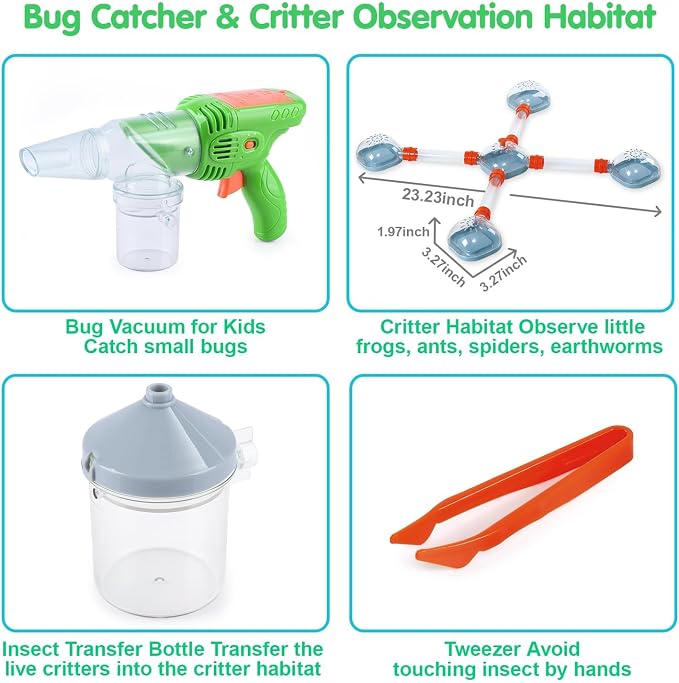 PLAY Bug Catcher Kit for Kids, Bugs Toys for Kids 3-5, Bug Vacuum Catching Kit, Critter Keeper Habitat, Insect Collection Terrarium, Summer Outside Toys for Toddlers 1-3 4 5 6 7 8+ Boys Gift