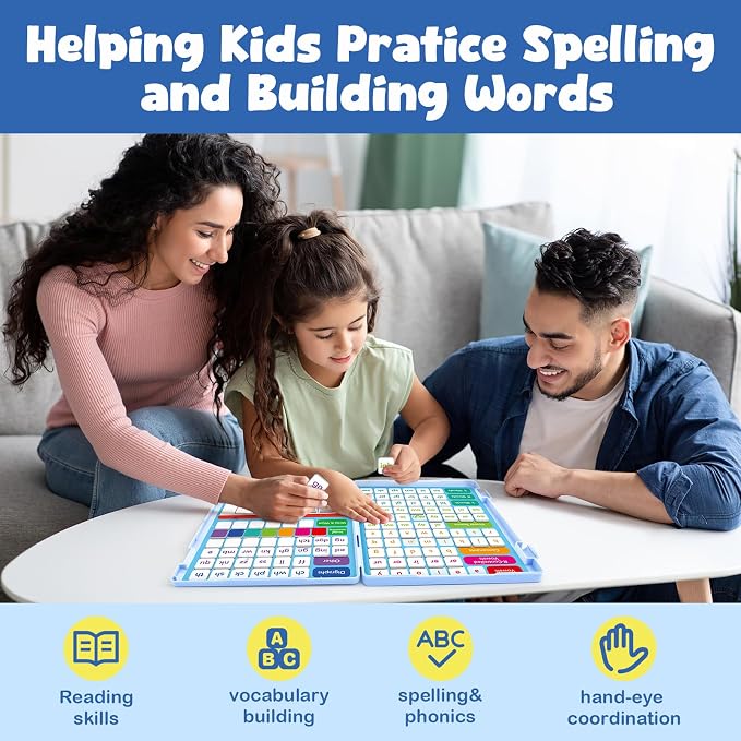 Aizweb Phonics Magnetic Letter Tiles,All-in-one Magnetic Phonics Kit,Reading Spelling & Word Building Games with Dry-Erase Boards,Phonics Games for Preschool & Kindergarten Classroom Learning