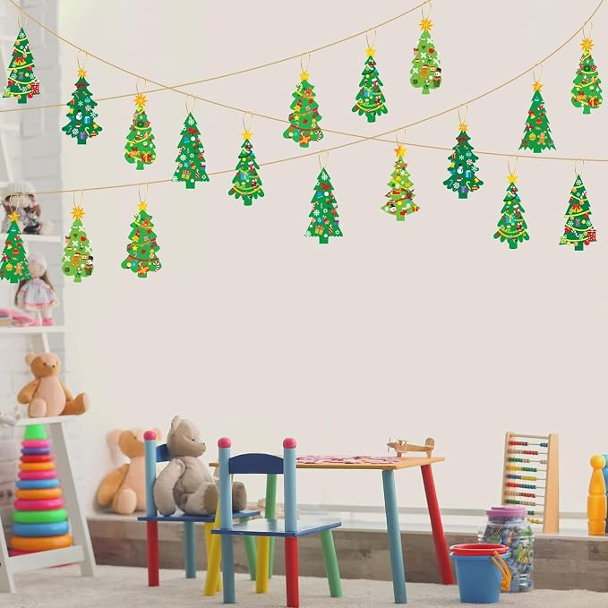 chiazllta 945Pcs DIY Christmas Tree Craft Kit Kids Holiday Art Making Craft with Stickers, Make Your Own Christmas Bookmark Xmas Party Favor Decoration Home Classroom Game Activities