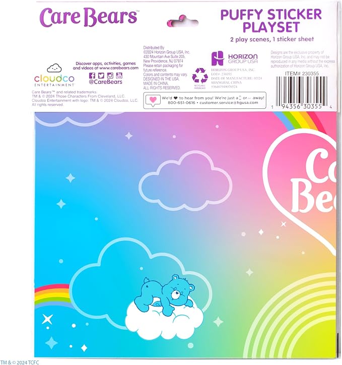 Horizon Group USA Puffy Sticker Playset for Kids, Care Bears