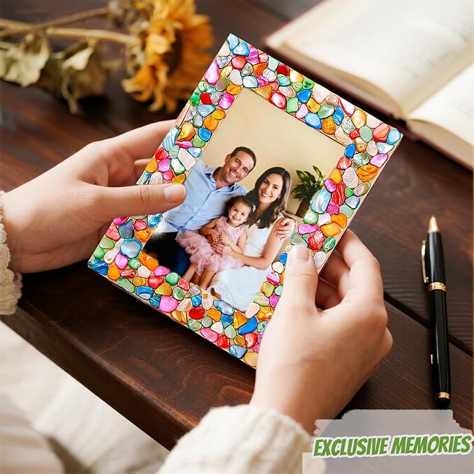 A&H Zier Mosaic Kit 3-Pack 5x7/4x6 DIY Photo Frames Craft for Kids 6+ | Mosaic kit for kids 8-12 3 wooden frames (fit 4x6/5x7) 200+ glass tiles non-toxic glue tools&instructions Fun family activity
