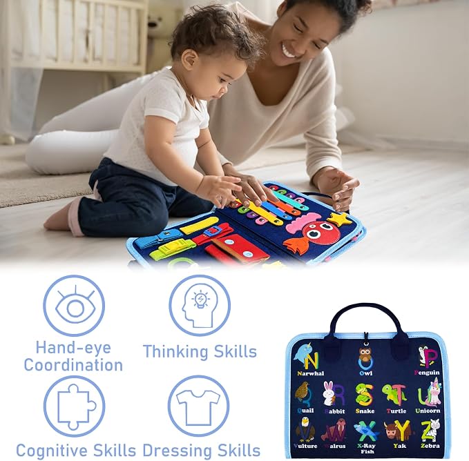 Busy Board Montessori Toys for Toddler Boy Girl Gifts Busy Book | Sensory Toys, Airplane Car Travel Toy, Learning Educational Toys, Activity Book, Toddler Activities, Fine Motor Skills