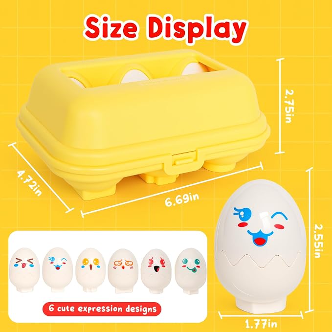 Easter Eggs,Montessori Fun Geometric Egg Toys for Toddlers 1-2,Early Learning Educational Fine Motor Shape Sorter Matching Games Easter Basket Stuffers Gifts for Boys Girls