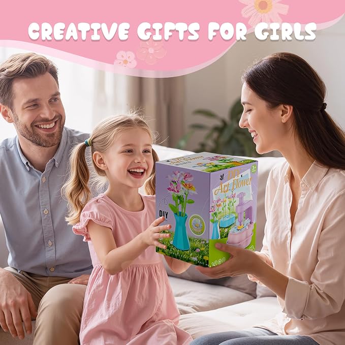 Scvcid Arts and Crafts for Girls Aged 3-12, Includes Extra Accessory Set | DIY Art Flower Toys Fabric Bouquet Craft for Toddler, Birthday Gifts for 3 4 5 6 7 8 9 10 11 12 Year Old Girls