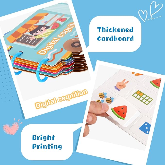 NAHSHON Montessori Busy Book Digital Sorting Learning Toys for Toddlers 3-5 | Preschool Learning Activities Educational Sorting Toys for Kids 3 Year Old, Autism Sensory Fine Motor Matching Games