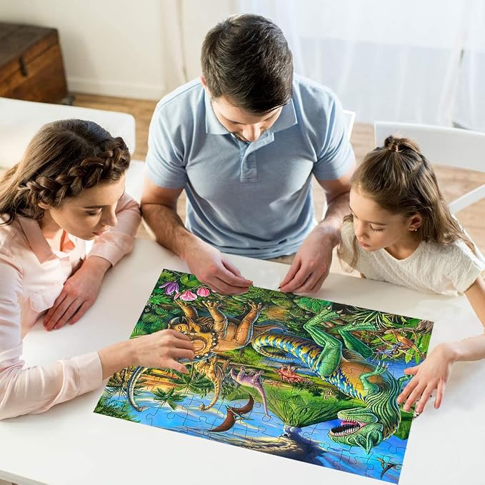 Puzzles for Kids Ages 4-8 Year Old,100 Piece Dinosaur Jigsaw Puzzle for Toddler Children Learning Educational Puzzles Toys for Boys and Girls - Every Piece is Unique