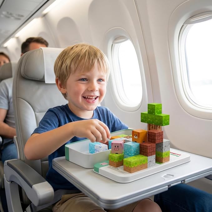 Mini Magnetic Blocks Travel Set 60PCS Building Cubes for Kids with Case | Travel Toys for Kids 4-8 Toddler , Airplane Car Road Trip Essentials, STEM Learning Toy, Gift for Boys and Girls
