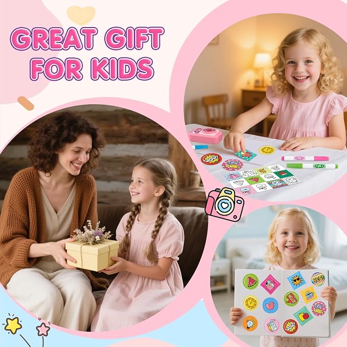 Puffy Sticker Maker Machine for Kids Ages 6-10, 90-Piece 3D Craft Kit | Make Your Own Puffy 3D Stickers in 3 Easy Steps—90 Designs, Unicorn Press Machine, Screen-Free Craft Kit for Boys & Girls