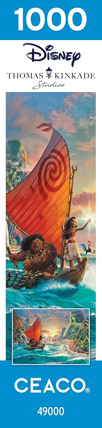 Ceaco - Thomas Kinkade Disney - Moana - 1000 Piece Jigsaw Puzzle for Adults | Thomas Kinkade Disney Art, Made in USA, Recycled Board, Finished Size 26.6 x 19 in, Includes Poster, Frameable Art, Giftable