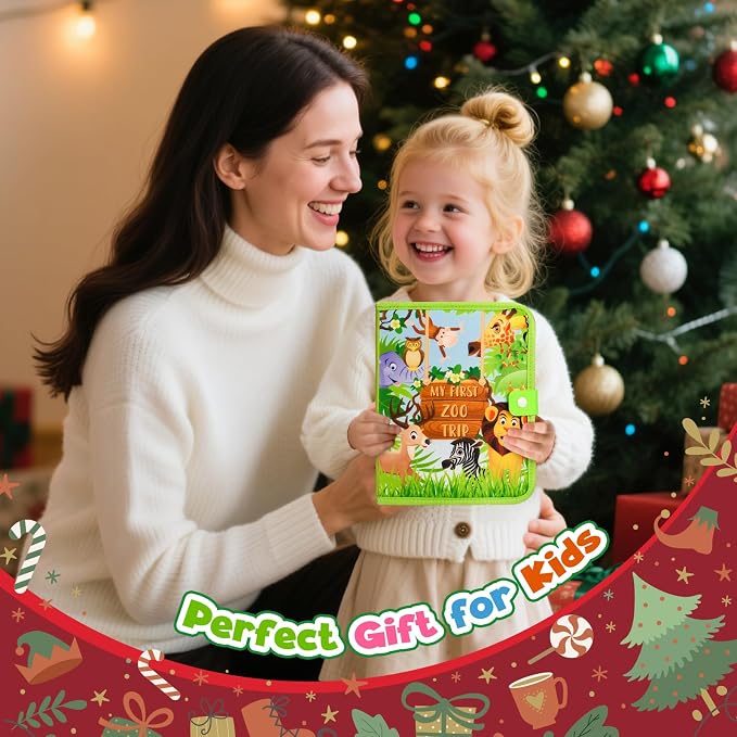 Busy Book for Toddlers 1-3: Busy Board for 1 Year Old Montessori Toys, Zoo | Quiet Books Activity Board, Educational Sensory Toys Birthday Gift for Girls Boys, Travel Toy for Toddlers 2-4 Plane Car