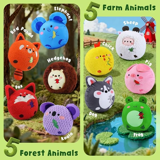 Sensory Toys Texture Bean Bags for Kids, 10 Packs | Texture Sensory Beanbags, Sensory Toys for Autism Kids, Animal Sensory Fine Motor Toys, With Storage Bag