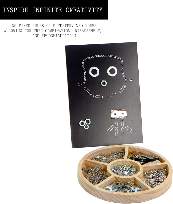 Metal Loose Parts Learning Kit with Magnetic Board and Tray Set, STEAM Activities for Kids Ages 3+, Montessori & Reggio-Inspired Kindergarten Preschool Classroom Materials