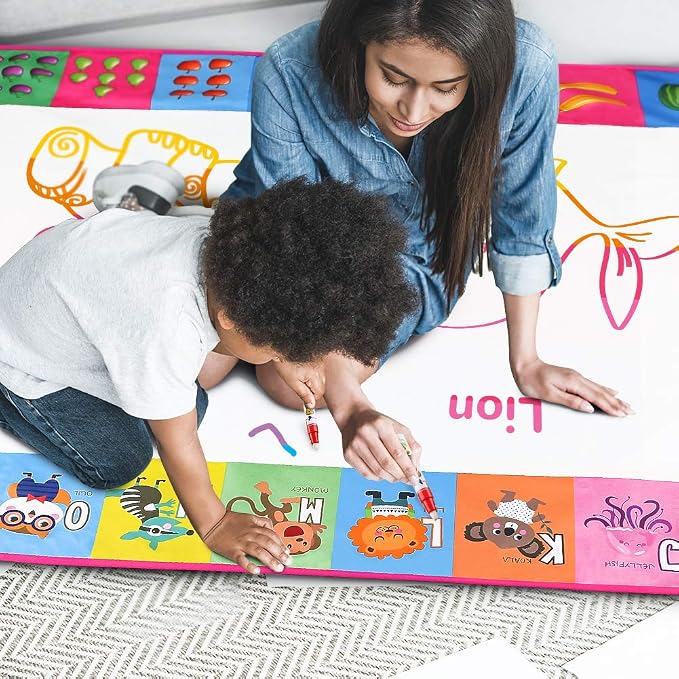 Water Doodle Mat - Kids Painting Drawing Board, Gift Toy for Ages 3-12 Pink | Great Water Doodle Mat - Kids Painting Drawing Board Toy, Color Magic Pens Gift Set for Ages 3-12 Girls Boys Toddlers
