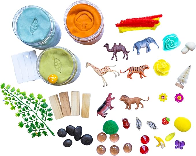 Safari Play Dough Kit, Playdough Sensory Kit, Safari/Zoo Style