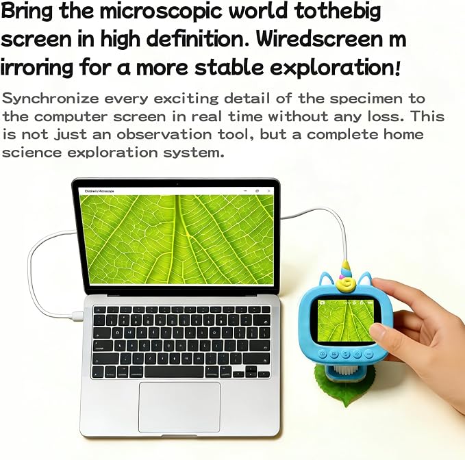 Microscope for Kids, Digital Handheld Kids Microscope with 10 Slides, Photo and Video Mini Portable Pocket Miniscope Science Toys Gifts for 3-12 Age Year Old Boys Girls (Pink)