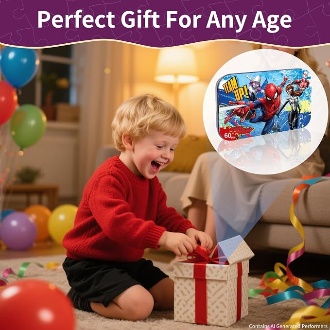 Kids Puzzles Ages 3-8, 60 Pieces Piece Jigsaw Puzzles in Metal Box, Educational Learning Toys for Boys and Girls, Premium Puzzle Games