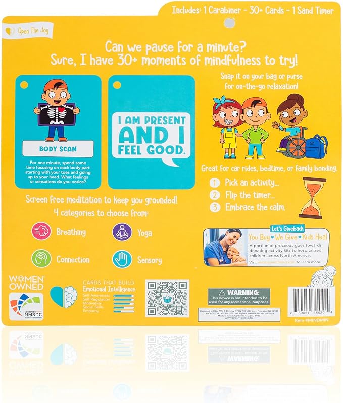 Open The Joy Mindful Minute Cards for Kids - Mindfulness Activities, Stress Relief, Emotional Regulation Tools, and Calming Strategies - Ages 5 and Up