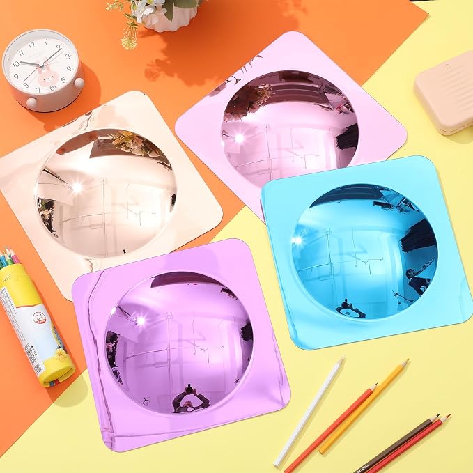Geiserailie 4 Pcs Sensory Wall Bubble Mirrors, 10 x 10 Inch, CPC Certified | Colorful Acrylic Convex Mirrors, Sensory Room Must Haves, Classroom Learning Tool, Calming Corner, Preschool Daycare Activity
