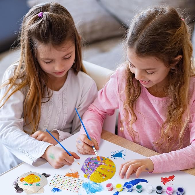 Eleanore's Diary Kids Sea Shell Painting Kit Glow in the Dark Painting | Crafts for Boys Girls - DIY Creative Art Activities Toys Gifts for Age 4 5 6 7 8 9 10 11 12 Year Old - Birthday Holiday Party