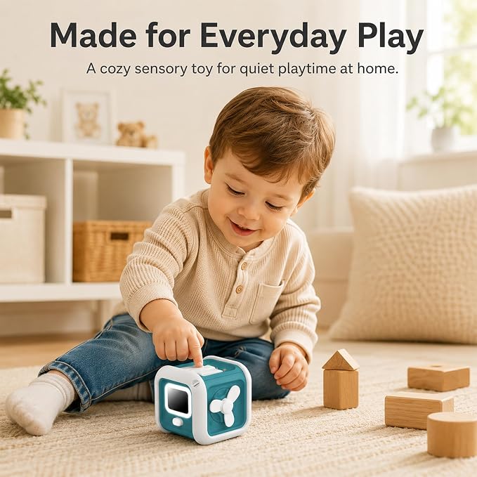 Montessori Toys for 1 Year Old Boy Girl - Busy Board with Light - Travel Sensory Toys for Toddlers 1-3 - Birthday Gifts Christmas Stocking Stuffers - Baby Toys 12-18 Months (Blue)