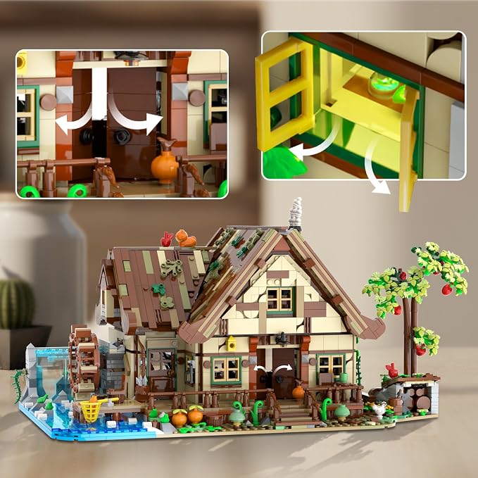 INSOON Wood Cabin Building Set with Lights for Adults, Forest House Kit | Cozy Cottage Display Model Mini Building Blocks with Animal Botanical, Home Office Decor Gift for Women Men Teens (2570 PCS)