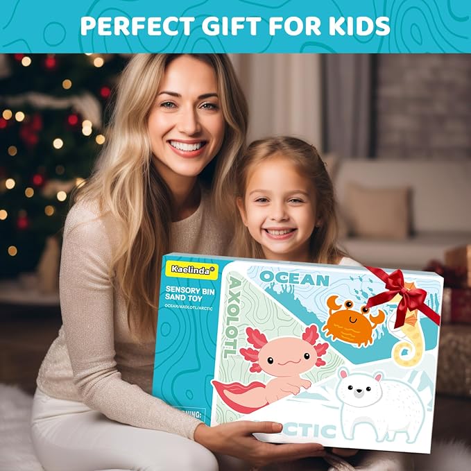 Kaelinda Ocean Sensory Bin for Toddlers 3-4 5-7, Sea Animals Toys for Kids | Sensory Bin Sand Gifts for Toddlers 3-4, Ocean Toys Sensory Sand for Boys Girls Birthday Gifts 3 4 5 6 7 8 Year Old