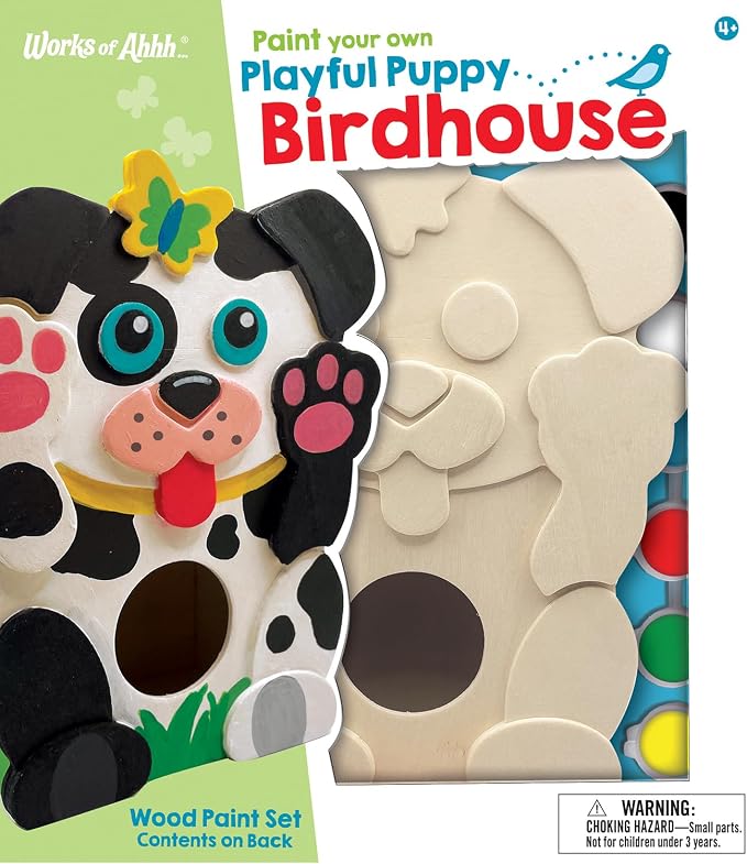 Works of Ahhh... Craft Set - Playful Puppy Birdhouse Classic Wood Paint Kit