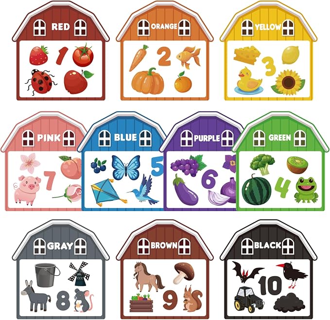 10Pcs Magnetic Color Sorting Cute Farm Animal Fridge Magnets for Toddlers | 60 Toddler Magnets for Refrigerator Early Education Toddler Color Sorting Learning Activities Boys Girls Gifts