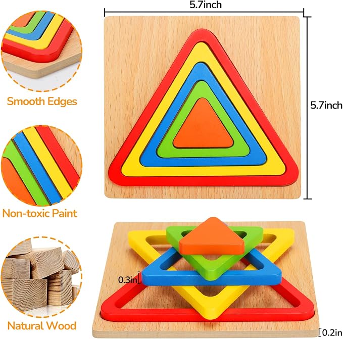 Toddler Puzzles Montessori Toy Wooden Shape Sorting Puzzle Educational Toy