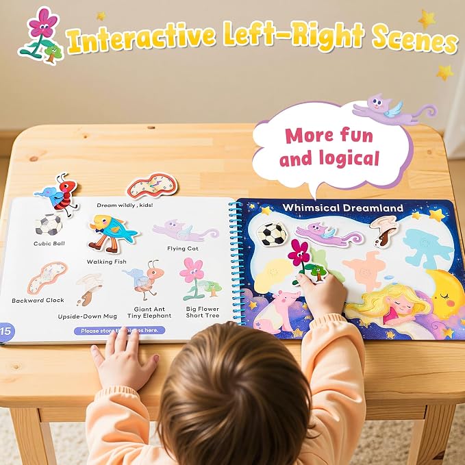 JoyCat Imagination Busy Book for Toddlers Ages 3-5, English | 15 fantasy scenes with magical creatures, underwater adventures and role-play worlds build creativity and preschool skills