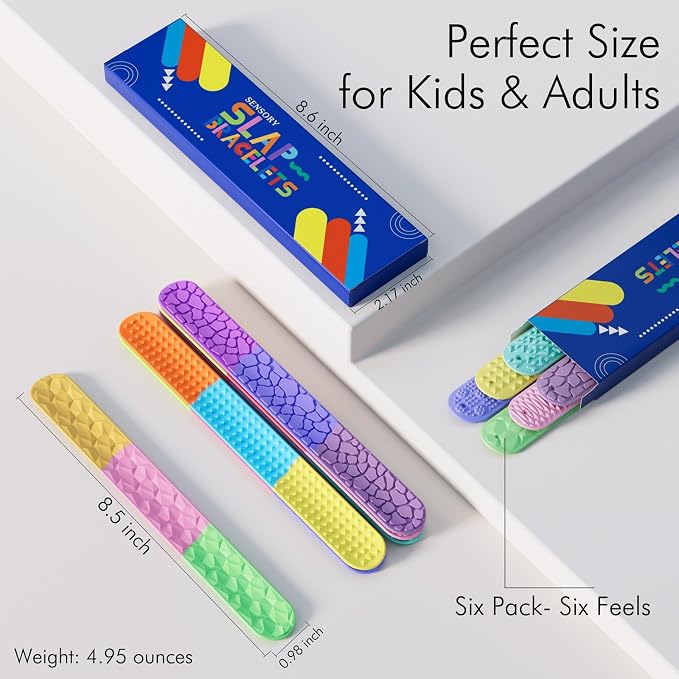 Sensory Slap Bracelets for Kids Teens,6PCS Fidget Toys Snap Bracelets for Stress Anxiety Autistic ADHD,Calm Down Classroom Travel Students Prizes Toys, Stocking Stuffers for Teens Boys Girls