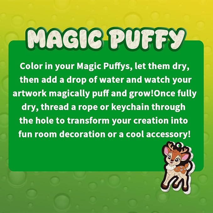 Artnedu Magic Puffy Paint 3D Art Kit - Animals,Mess-Free Color Activity | Paint By Number Craft Kits for Kids,DIY keychain,Travel Toys & Creative Gift for Ages 4, 5, 6, 7, 8, 9, 10