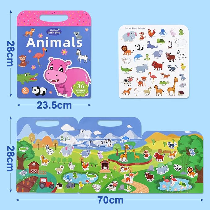 ASTARON 3 Pack Reusable Sticker Books for Toddlers,Educational Sensory Toy | Reusable Sticker,Waterproof Jelly Stickers, Portable Travel Toys,Educational Sensory Learning Toy,Gift for Boy Girl