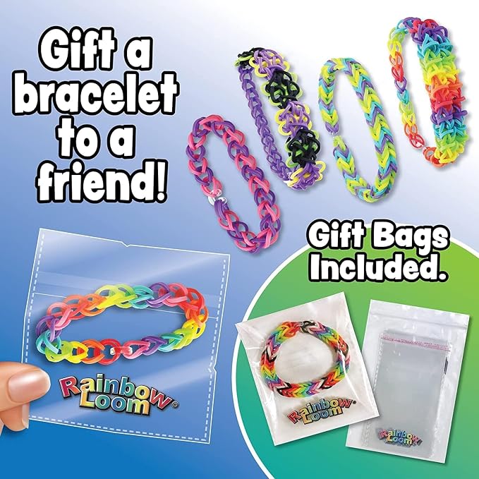 Rainbow Loom Original Rubber Band Bracelet Making Kit with Metal Hook | Complete 628-piece craft set includes 600 latex-free bands, C-clips, and loom board for Ages 7+, 2014 Toy of the Year