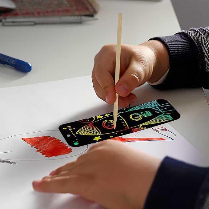 PEASUG Scratch Art for Kids, 40 Sets in 5 Styles Scratch Art Bookmarks | Rainbow Scratch Art Bookmarks, Bulk Magic Scratch Paper for Kids, DIY Crafts, Birthday Party Favors, Classroom Activities