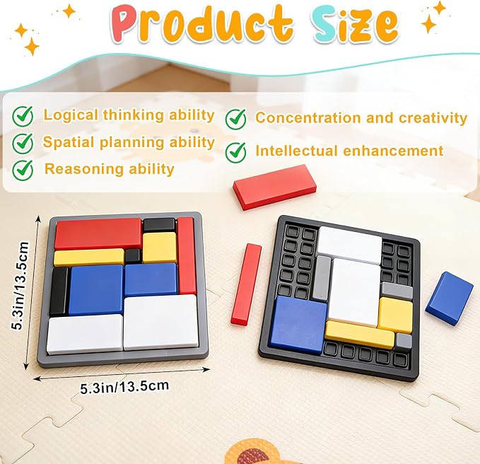 2 Pcs Logic Puzzle Brain Teaser Game for Adults, 88 Challenges 4 Difficulty Levels Logic Puzzles, Portable STEM Educational Thinking Game Toy for Classroom, Family Brain Training