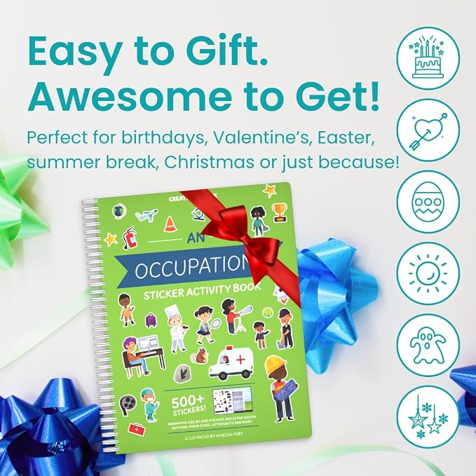 Cupkin When I Grow Up Coloring & Sticker Activity Book | 500+ Stickers | Spiral-bound kids craft format with 12 scenes, 12 art pages, side-by-side viewing, and an easy-peel design for ages 2–8