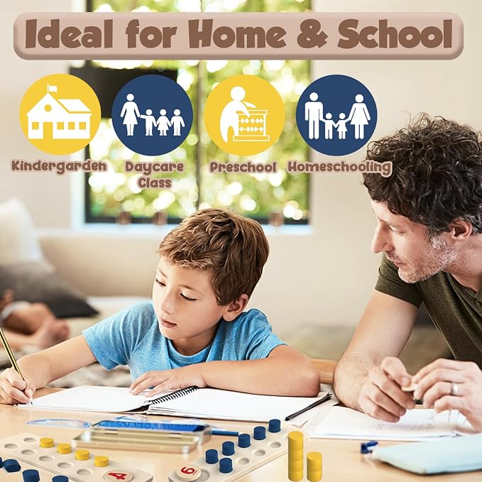 Counting Peg Board Montessori Toys for Kids Aged 3 4 5 6 Years Old, Montessori Math Manipulatives Materials Wooden Preschool Learning Number and Counting Games for Home School Classroom Teaching