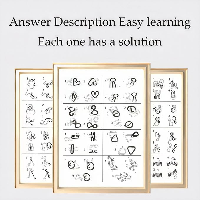 Metal Wire Puzzle Set of 24 with Pouch | Brain Teaser IQ Test Disentanglement Iron Link Unlock Interlock Game Party Favor Kids Adults Challen