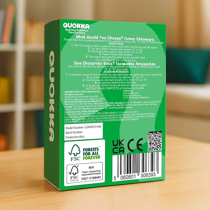 QUOKKA Card Game for Teens, Kids, Adults – 500+ Hilarious Travel & Vacation Scenarios | Funny Getaways What Would You Choose Challenge | Family Nights & Party Game for Friends, Road Trips & Sleepovers