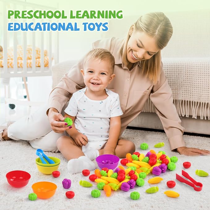 TSYAN Montessori Vegetable Color Sorting & Counting Sensory Toys