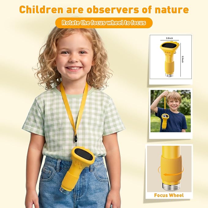 4K 1000X Digital Microscope for Kids with 2.0" IPS Screen(Yellow) | Portable Handheld Toys, 200-1000X Magnification for Kids Age 3-12, STEM Educational Toy Birthday Gifts for Girls Boys