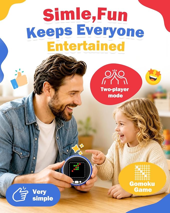 Electronic Strategy Board Game, 7-in-1 Car Travel Games, Road Trip Games | Airplane Travel Essentials Brain Toy for Kids with AI Opponent, Handheld Travel Games For Kids, Adults and Family Interactive